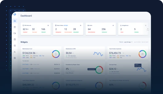 fleetpal dashboard showing fleet maintenance KPI and reports